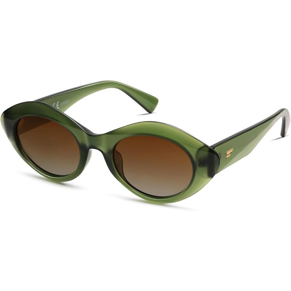 Polarized Trendy Thick Oval Round Sunglasses for Women Retro Shades